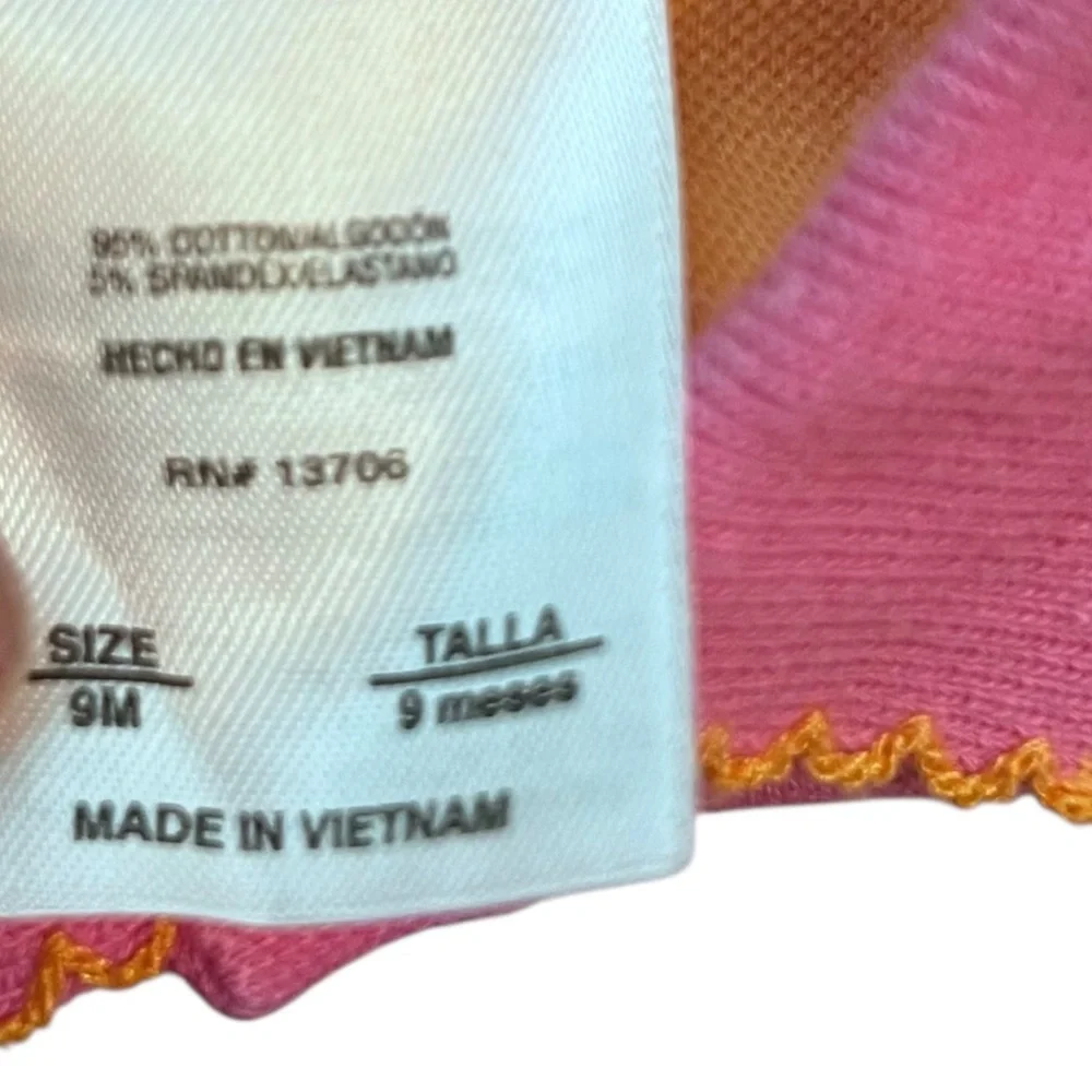 Adidas Baby Girl Polo Dress Pink Orange Trim Size 9 Months‎